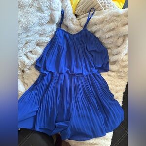 Naked Zebra Pleated Strappy Romper- Royal Blue